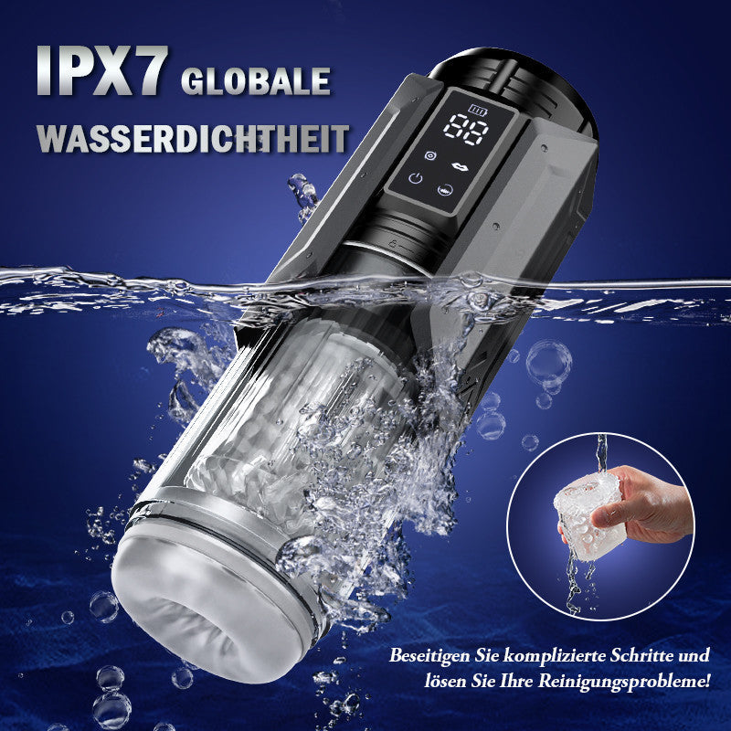 100% Wasserdicht 4 IN 1 Automatischer Masturbator für Männer, Die realistische Zunge dreht sich um 360°, um jeden empfindlichen Punkt der Eichel zu lecken und zu necken.