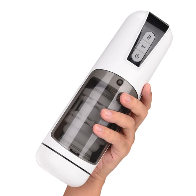 White Vibe – Automatischer, wasserdichter Stretch-Masturbator mit 7 Vibrationsmodi für Männer