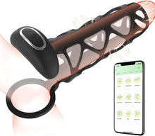 Load image into Gallery viewer, Penisring Vibrator mit 9 Vibrationsmodi Große Größe Hohlgewebe Penisbeschränkung Klitorisstimulation App Fernbedienung Erotisches Sexspielzeug für Paare Mann und Frau
