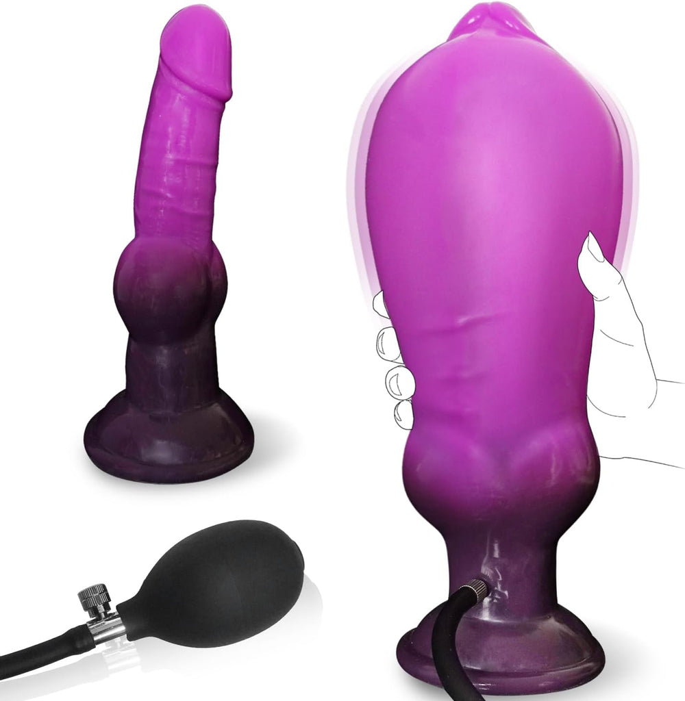 Anal Dildo Groß Monster Aufblasbar Fantasy Dildo Knot Dog Inflatable BDSM Analdildos Anal Toy XXL Dildos Pump Analdehner Fetisch Analplug Sex Spielzeug für die Männer Frauen Paare