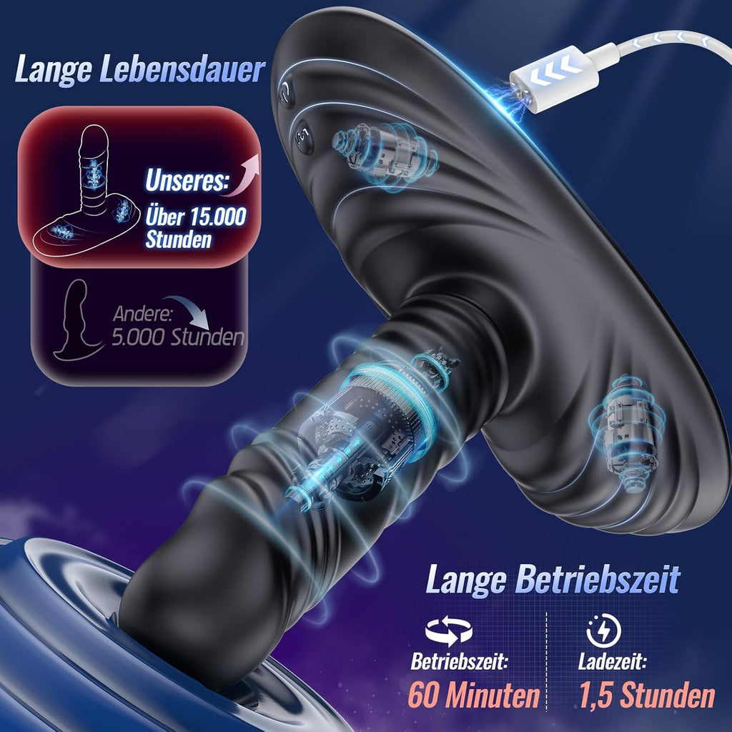 Plug Sitting and Riding Vibrator Sex Toy for Couples with 9 Vibrations 3 Shock Functions, Clit G-Spot Dildo Double Stimulator Sex Toy for Women, Vibrators for Men