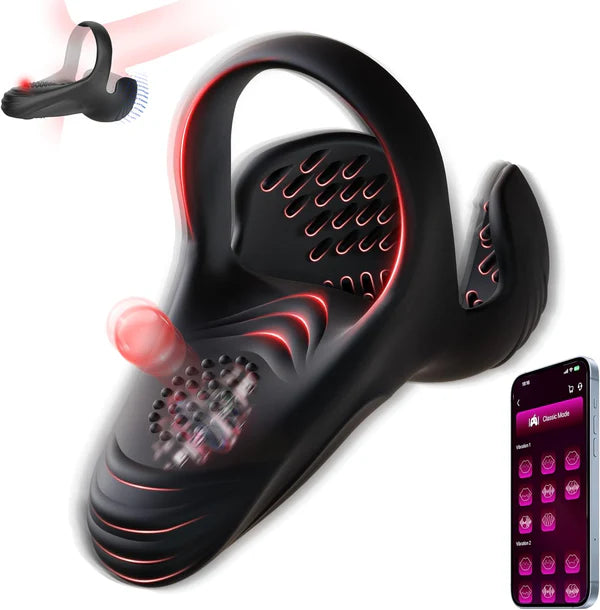 Doppel-Hodensack Penistrainer Vibrator Cockring Masturbator mit 10 Vibrationsmodi