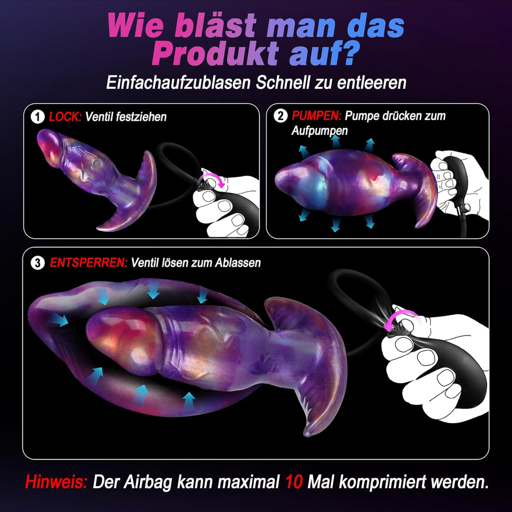 Aufblasbar Analplug Anal Dildo Butt Plug mit Pumpe BDSM Extrem Inflatable Anal Plug Analdildo Analtoy Analdehner Monster Dildo XXL Silikon Groß Dick für Männer Frauen