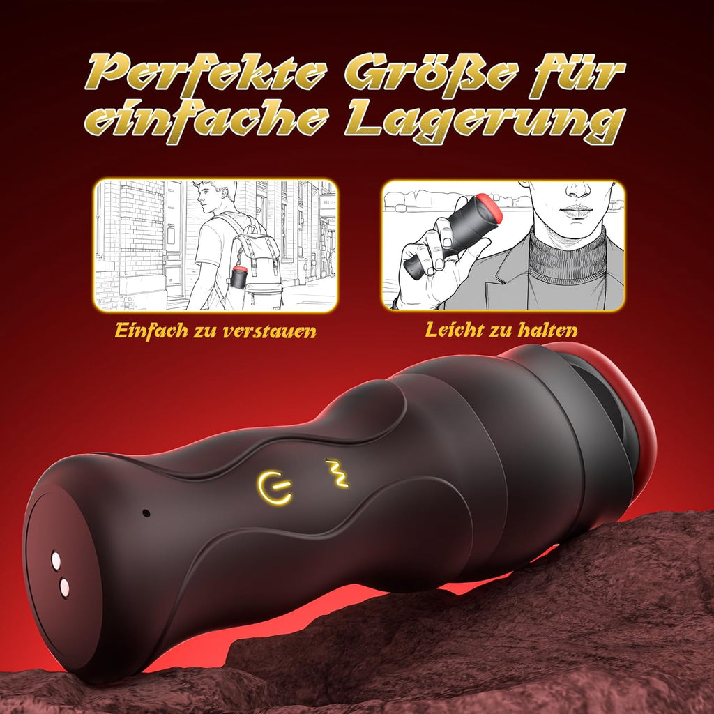 Elektrischer Masturbator für Männer Solo Multifunktionales Sexspielzeug mit 10 Vibrationsmodi & 5 Druckmodi IPX6 Wasserdicht Silikon Taschenmuschi 3D Stimulation Masturbatoren USB-Aufladung